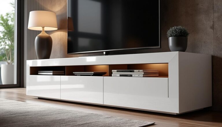 découvrez le meuble tv design blanc laqué cavalli, une pièce élégante alliant modernité et style. parfait pour sublimer votre intérieur, il offre une allure contemporaine tout en optimisant votre espace. idéal pour les amateurs de design raffiné.