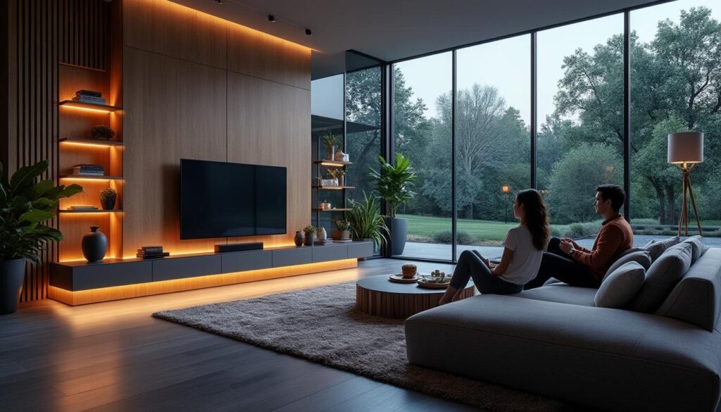 découvrez les tendances 2025 pour aménager votre salon avec un meuble tv devant une fenêtre. créez une ambiance chaleureuse et moderne en intégrant des designs innovants et fonctionnels qui harmonisent confort et style.