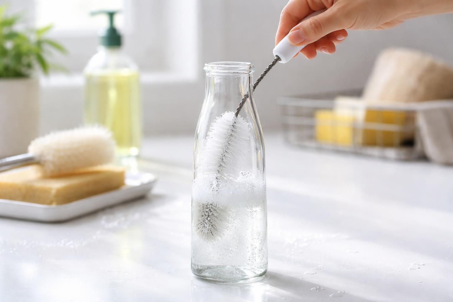 découvrez des astuces simples et efficaces pour nettoyer l'intérieur d'une bonbonne en verre étroite sans difficulté.