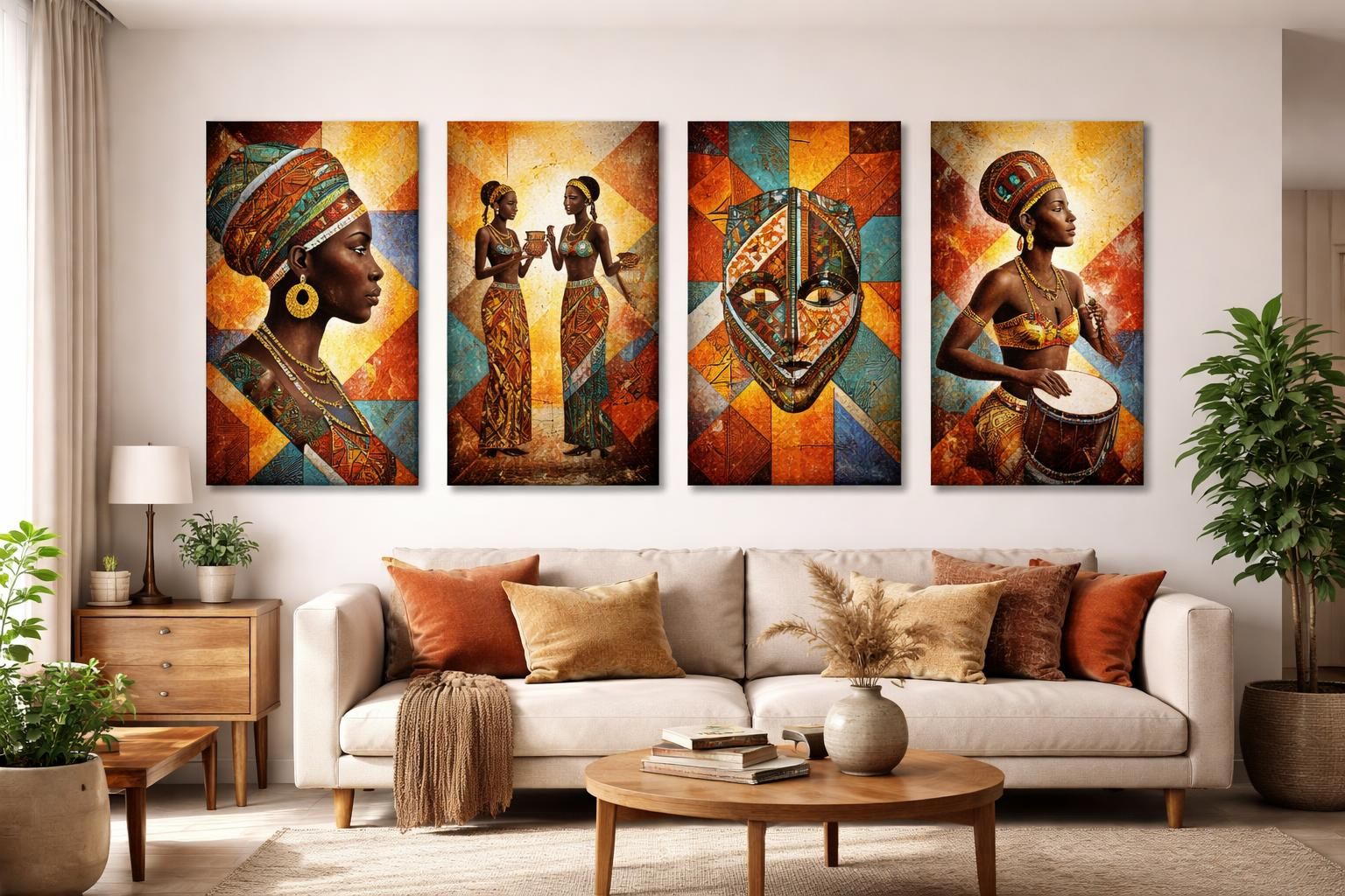 découvrez notre sélection de tableaux africains modernes pour apporter relief et couleur à vos murs. sublimez votre intérieur avec des œuvres d'art uniques au style contemporain africain.