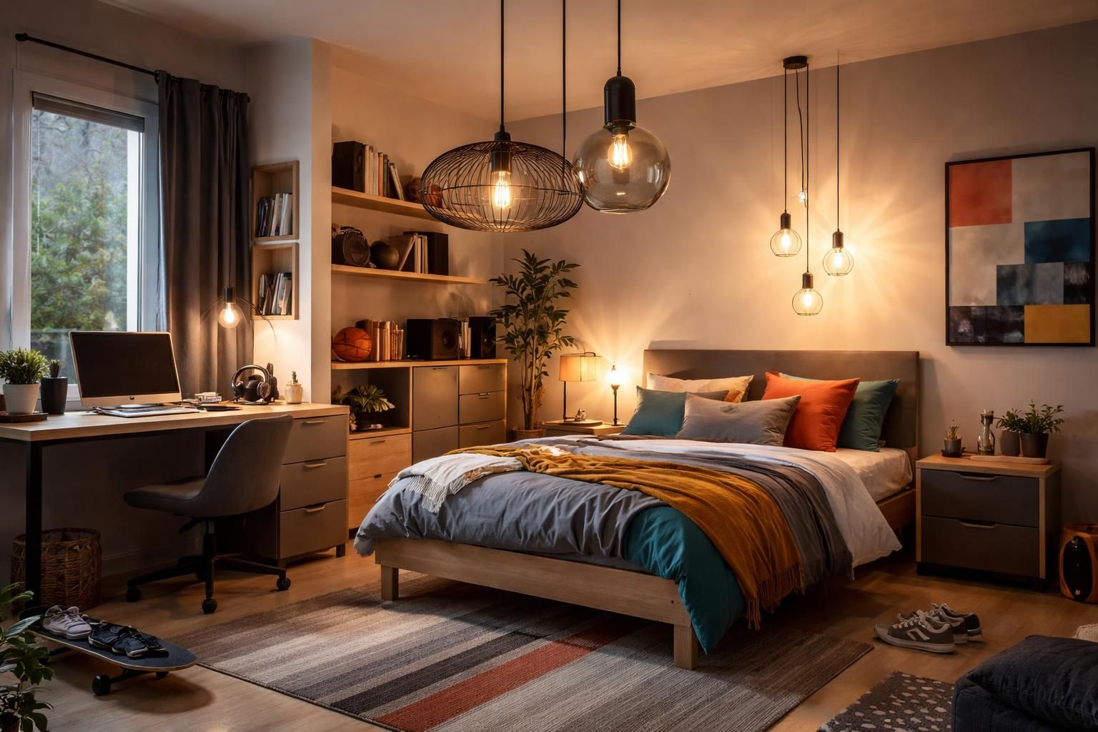 découvrez notre sélection de suspensions luminaires tendance pour chambre d'ado, alliant style moderne et ambiance cosy pour un décor branché et personnalisé.