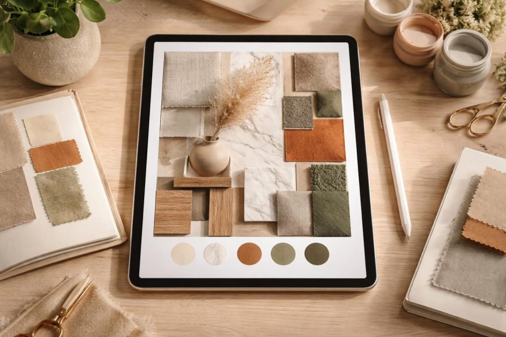 découvrez comment créer un moodboard de déco avec textures et couleurs sur ipad pour inspirer vos projets d'aménagement intérieur.