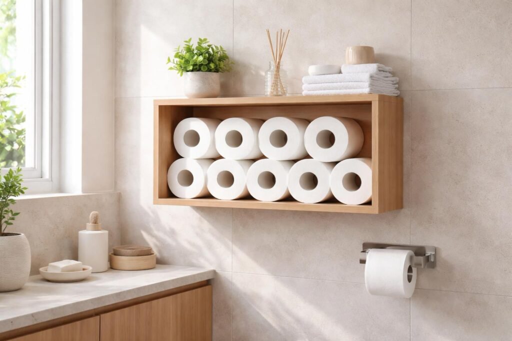 découvrez nos solutions de rangement pour papier toilette alliant style et fonctionnalité, pour sublimer votre déco tout en optimisant l'espace.