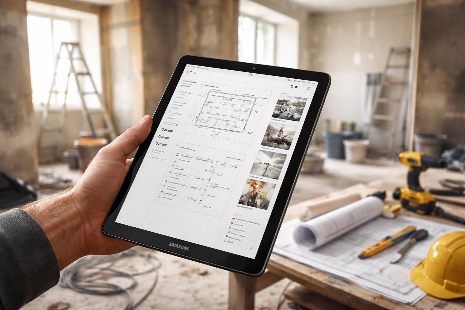 optimisez la gestion de vos chantiers de rénovation avec les notes et mesures directement sur votre tablette samsung galaxy, pour plus de précision et de simplicité.
