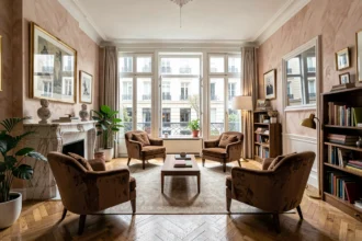 Salon parisien élégamment décoré représentant le thème des meilleurs décorateurs d'intérieur du Val-de-Marne