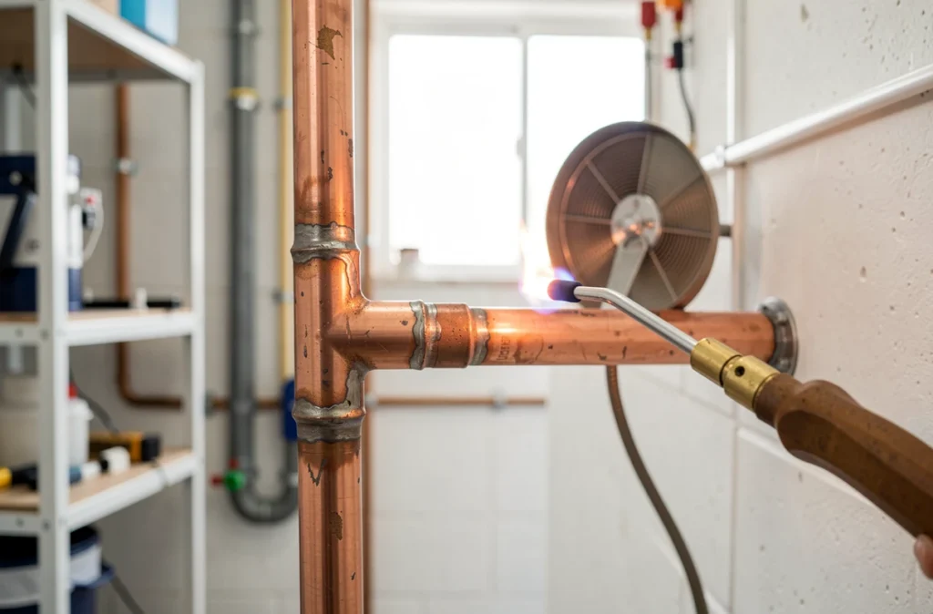 Brasure d'une prise de piquage sur un tube de cuivre avec écran thermique